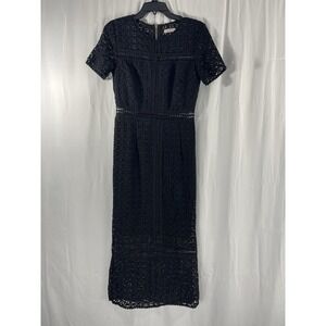 Showny Women's Black Eyelet Lace Maxi Dress Cocktail Grunge Size Medium